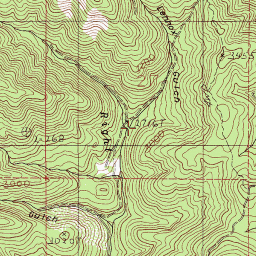 Topographic Map of Lennox Gulch, OR