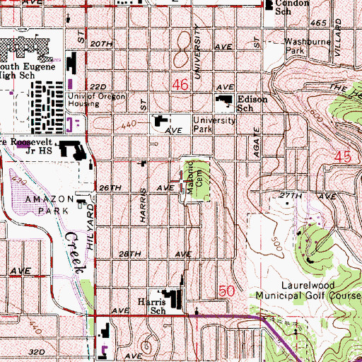 Topographic Map of Eugene Masonic Cemetery, OR