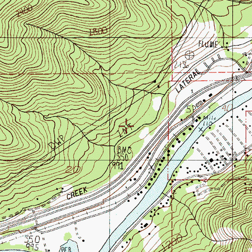 Topographic Map of Evans Creek Lateral, OR