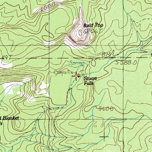 Topographic Map of Stuart Falls, OR