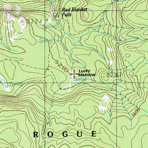 Topographic Map of Lucky Meadows, OR