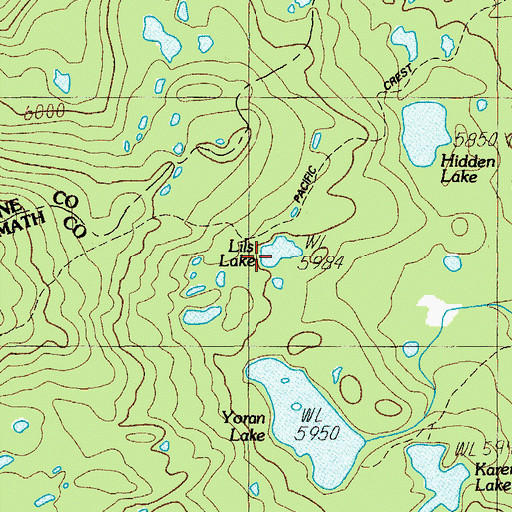 Topographic Map of Lils Lake, OR
