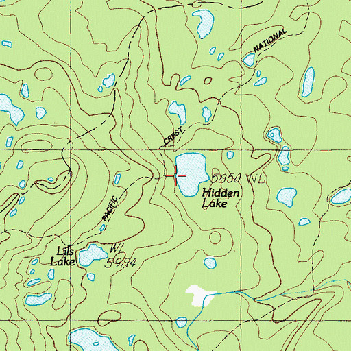 Topographic Map of Hidden Lake, OR