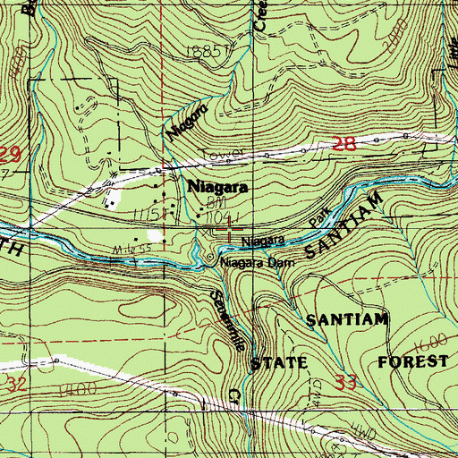 Topographic Map of Niagara County Park, OR