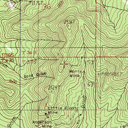 Topographic Map of Molly Mine, OR