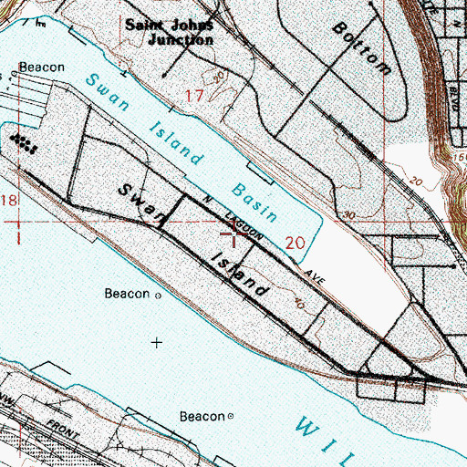 Topographic Map of Port of Portland Berth 305, OR