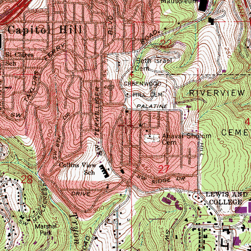 Topographic Map of Carson Heights, OR