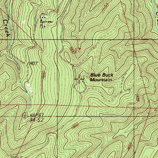 Topographic Map of Blue Buck Mountain, OR