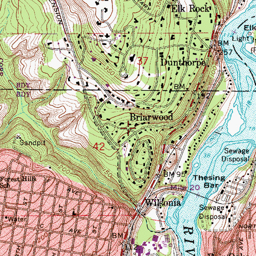 Topographic Map of Briarwood, OR