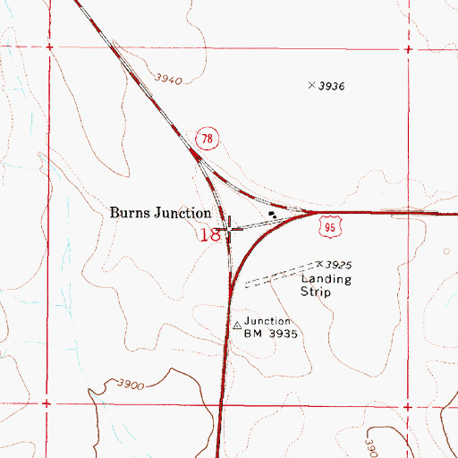 Topographic Map of Burns Junction, OR