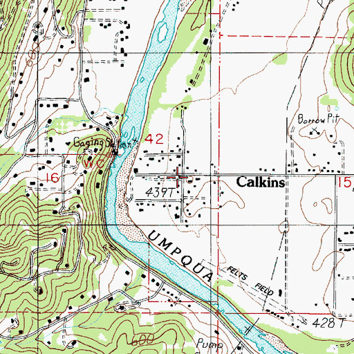 Topographic Map of Calkins, OR