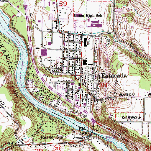 Topographic Map of Estacada, OR