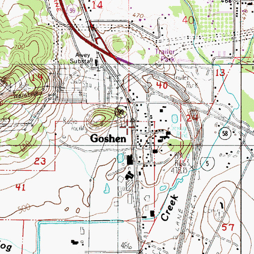 Topographic Map of Goshen, OR