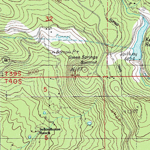 Topographic Map of Green Springs Summit, OR