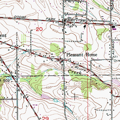 Topographic Map of Pleasant Home, OR