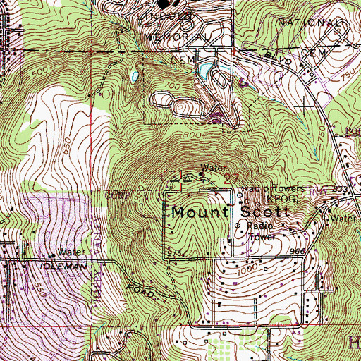 Topographic Map of Mount Scott, OR