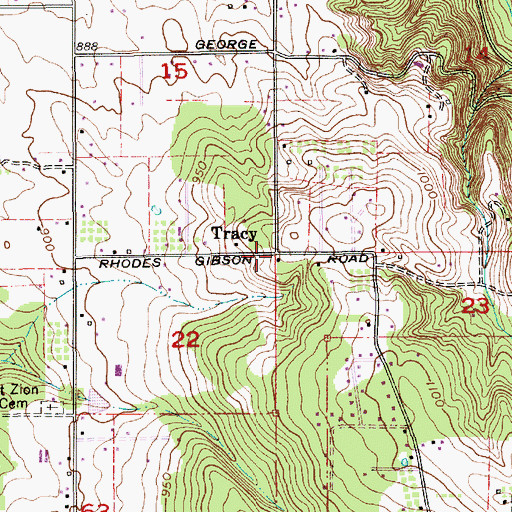 Topographic Map of Tracy, OR