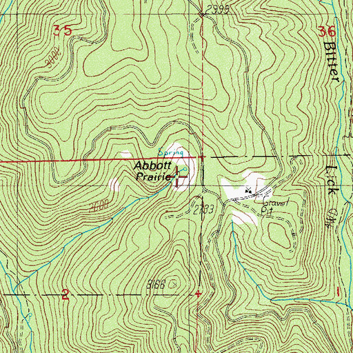 Topographic Map of Abbott Prairie, OR