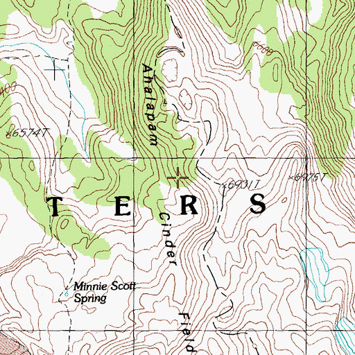 Topographic Map of Ahalapam Cinder Field, OR