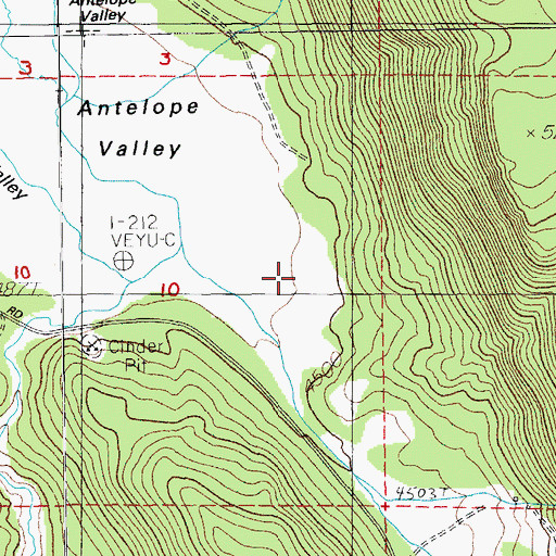 Topographic Map of Antelope Valley, OR