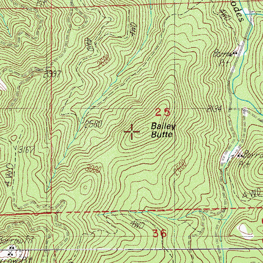 Topographic Map of Bailey Butte, OR