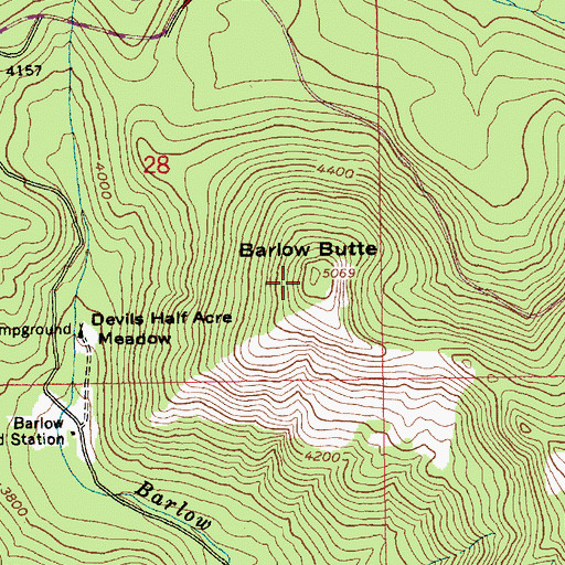 Topographic Map of Barlow Butte, OR