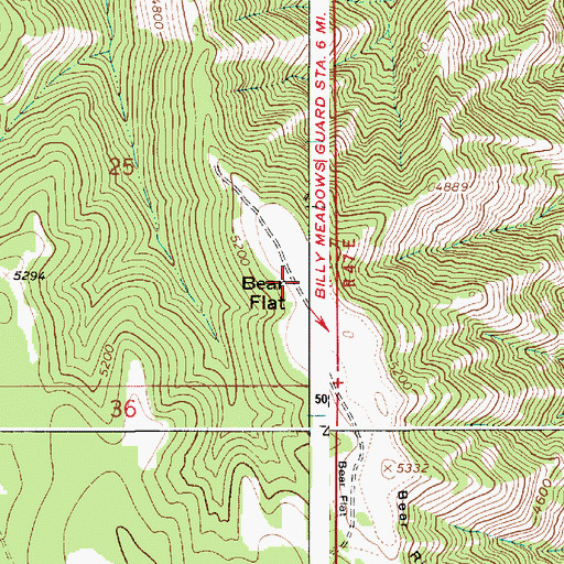 Topographic Map of Bear Flat, OR