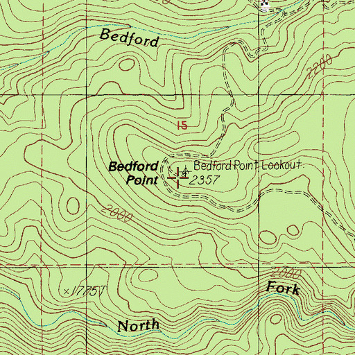 Topographic Map of Bedford Point, OR