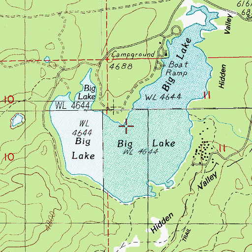 Topographic Map of Big Lake, OR