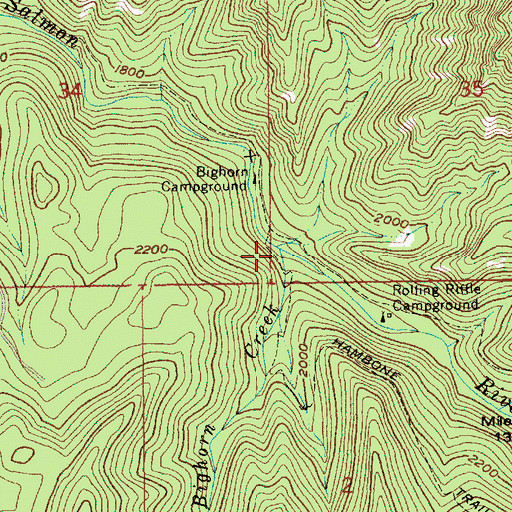 Topographic Map of Bighorn Creek, OR