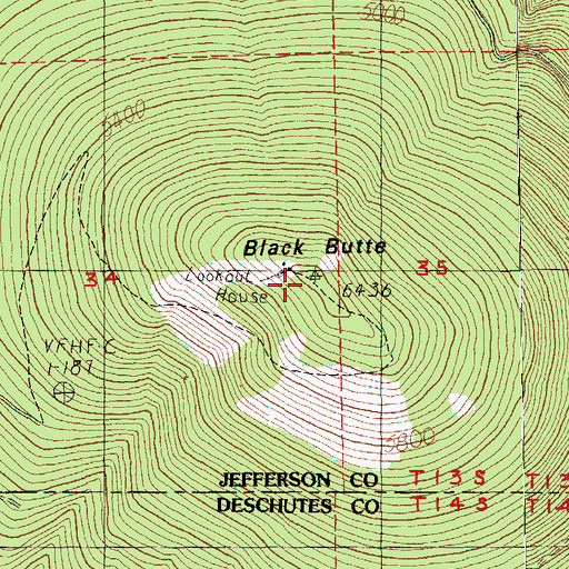 Topographic Map of Black Butte, OR