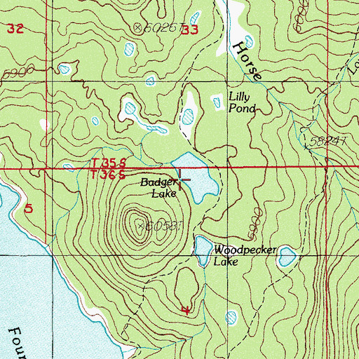 Topographic Map of Budger Lake, OR