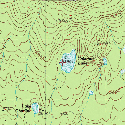 Topographic Map of Calamut Lake, OR