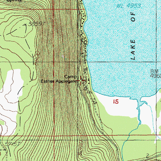 Topographic Map of Camp Esther Applegate, OR