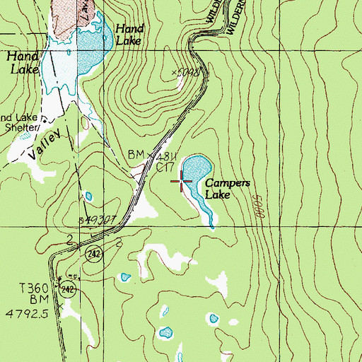 Topographic Map of Campers Lake, OR