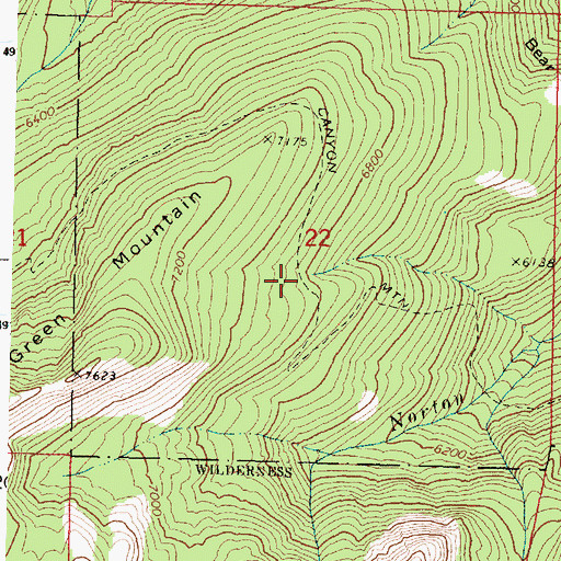 Topographic Map of Canyon Mountain Trail, OR