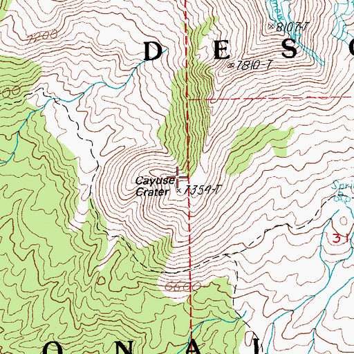 Topographic Map of Cayuse Crater, OR