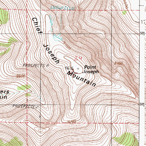 Topographic Map of Chief Joseph Mountain, OR