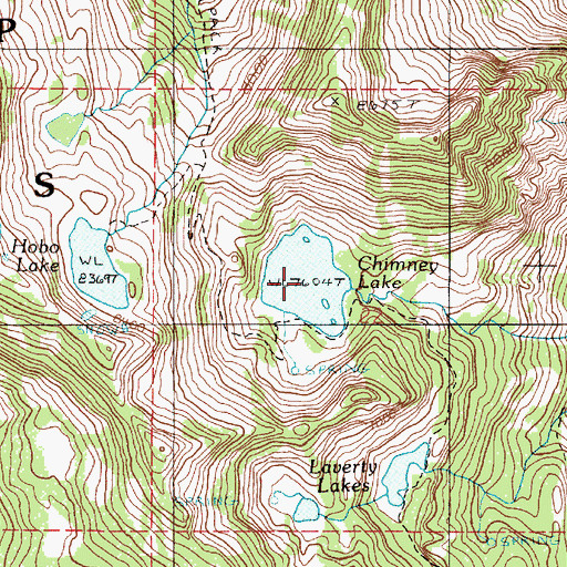 Topographic Map of Chimney Lake, OR