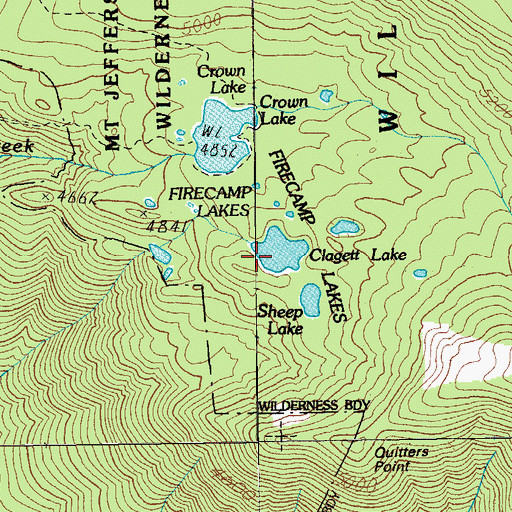 Topographic Map of Claggett Lake, OR