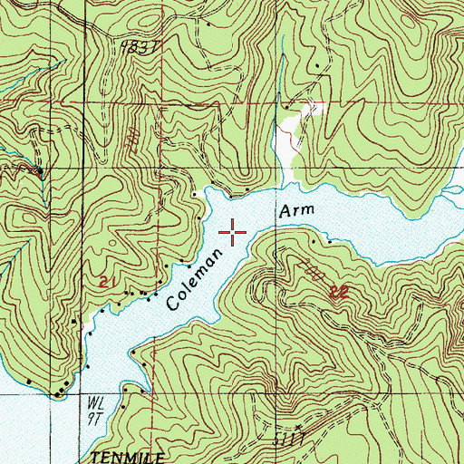 Topographic Map of Coleman Arm, OR