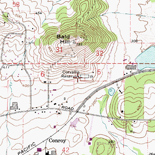 Topographic Map of Corvallis Reservoir, OR