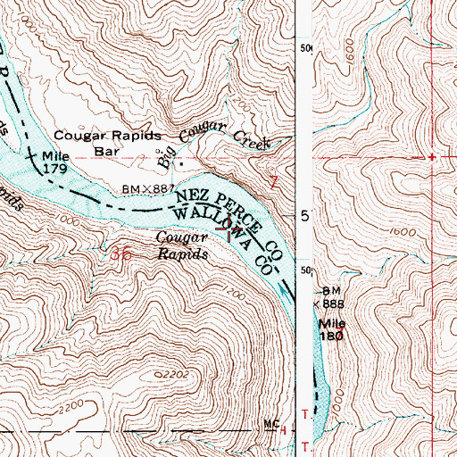 Topographic Map of Cougar Rapids, ID