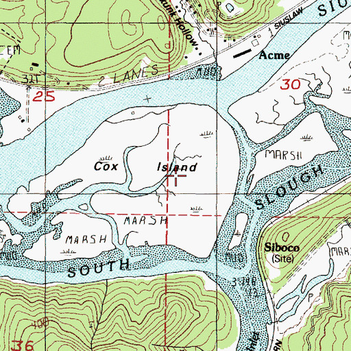 Topographic Map of Cox Island, OR
