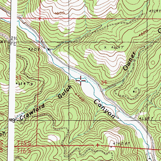 Topographic Map of Crawford Gulch, OR