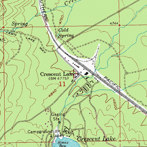 Topographic Map of Crescent Lake, OR