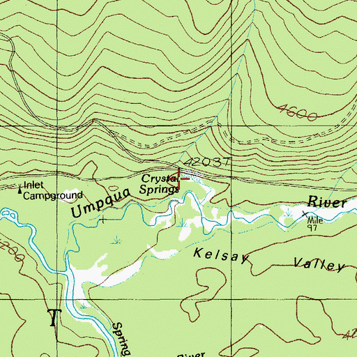Topographic Map of Crystal Springs, OR