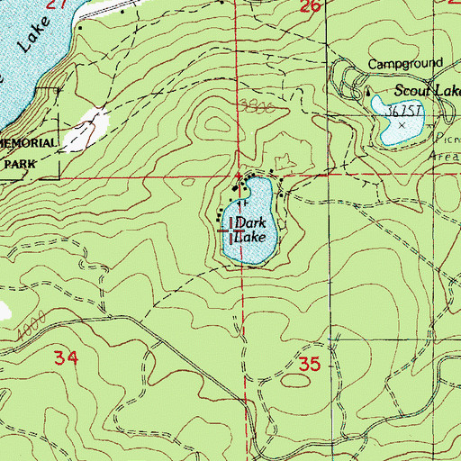 Topographic Map of Dark Lake, OR
