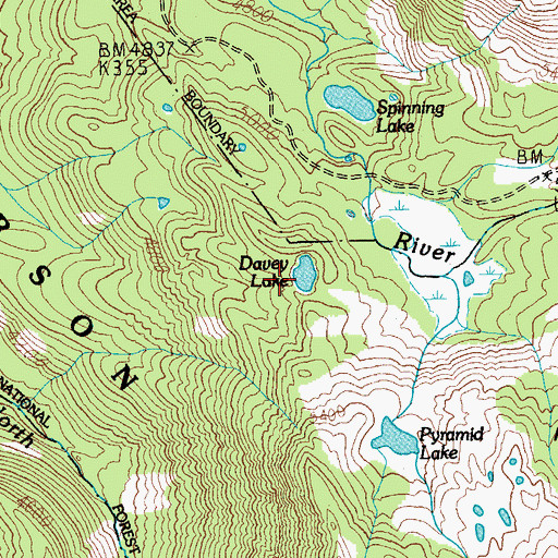 Topographic Map of Davey Lake, OR