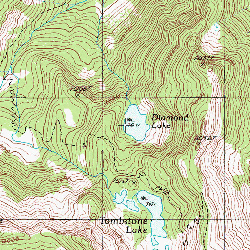 Topographic Map of Diamond Lake, OR